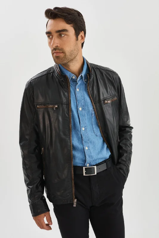 Nash Leather Jacket- Black