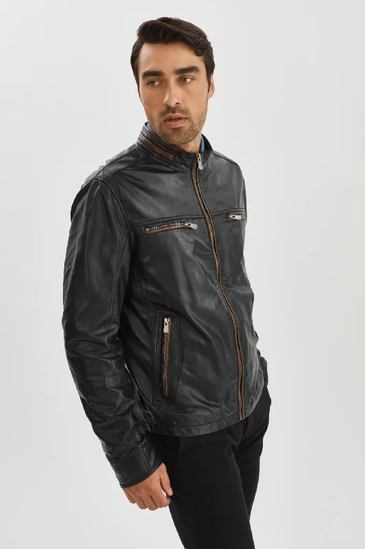 Nash Leather Jacket- Black