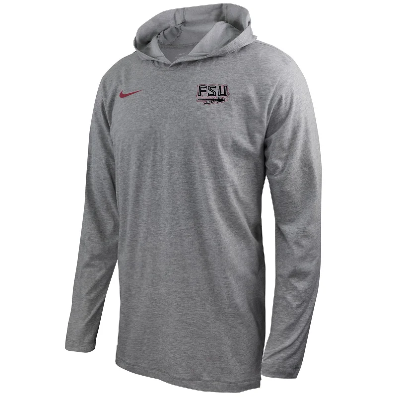 Nike Adult/Unisex FSU Spear Logo DFCT Hooded Long Sleeve T-shirt - Dark Grey