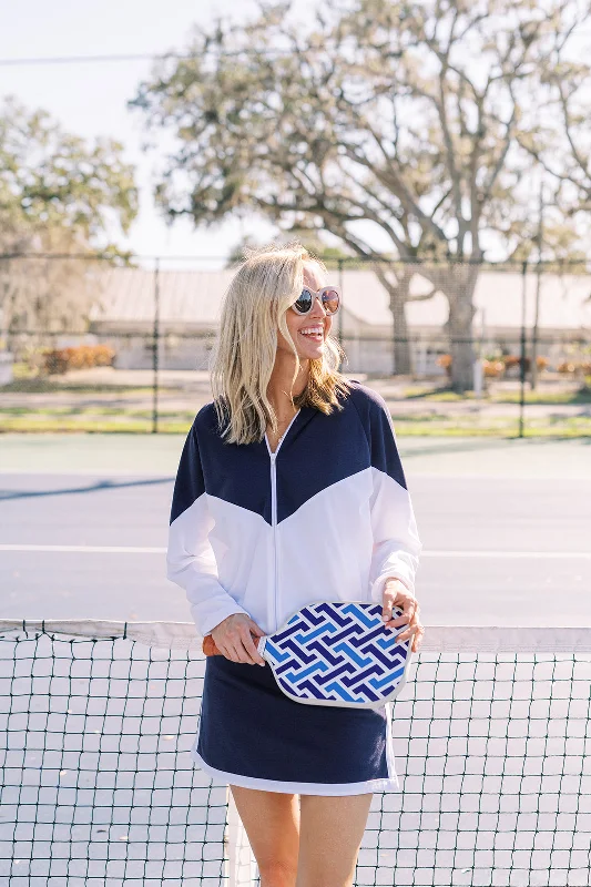 The Active Pique Hillary Hoodie in Navy and White Colorblock