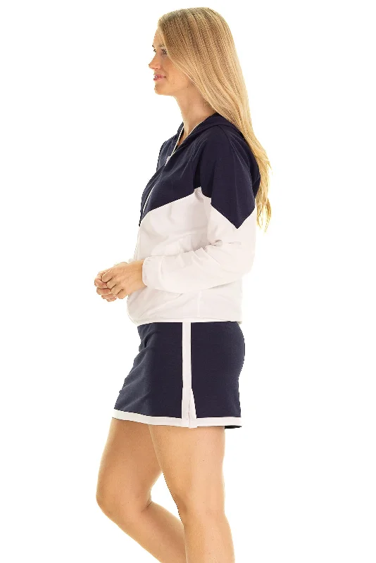 The Active Pique Hillary Hoodie in Navy and White Colorblock