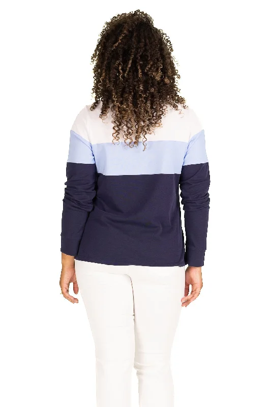 The Active Pique Misty Quarter Zip in Blue Colorblock