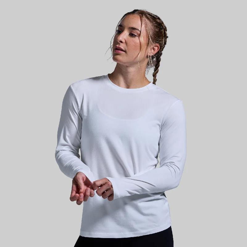 Women's BP Premium Basic Long Sleeve Crew (White)