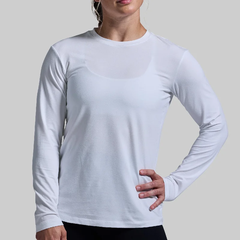 Women's BP Premium Basic Long Sleeve Crew (White)