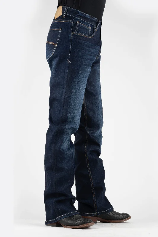 MENS TWO COLOR EMBROIDERY LINE JEANS