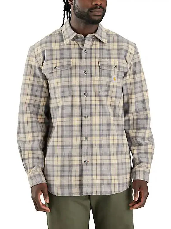 Loose Fit Heavy Weight Flannel Long-Sleeve Plaid Shirt - (Big)