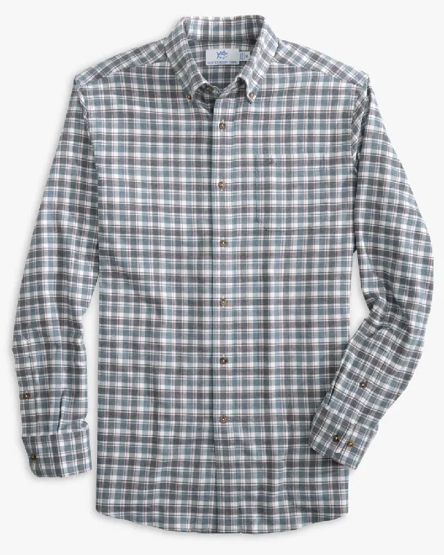 Men's Long Sleeve Intercostal Flannel Chipely Plaid Hthr Sportshirt