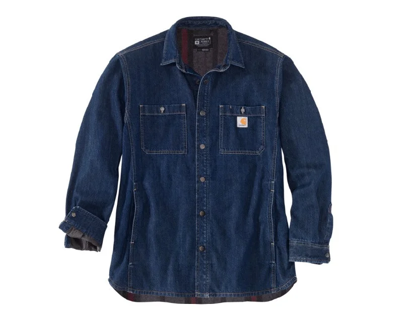 Men's Relaxed Fit Denim Fleece Lined Snap-Front Shirt Jac