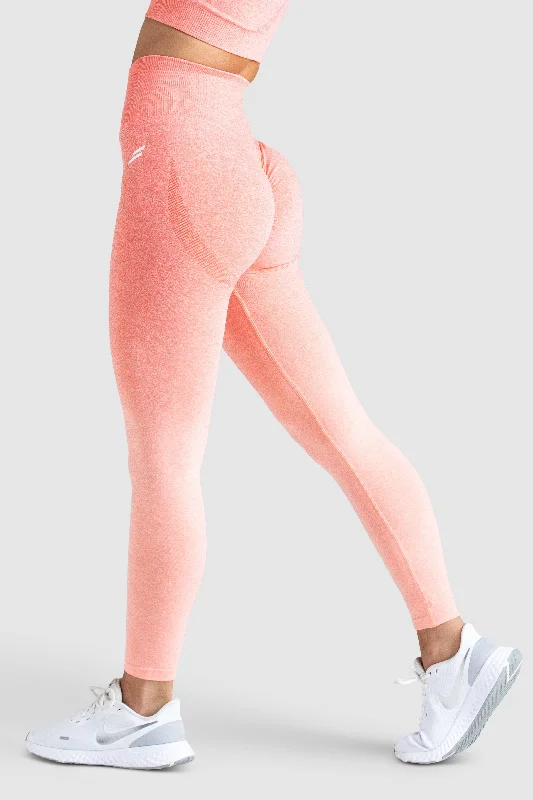 Ombre Scrunch Seamless Leggings - Coral