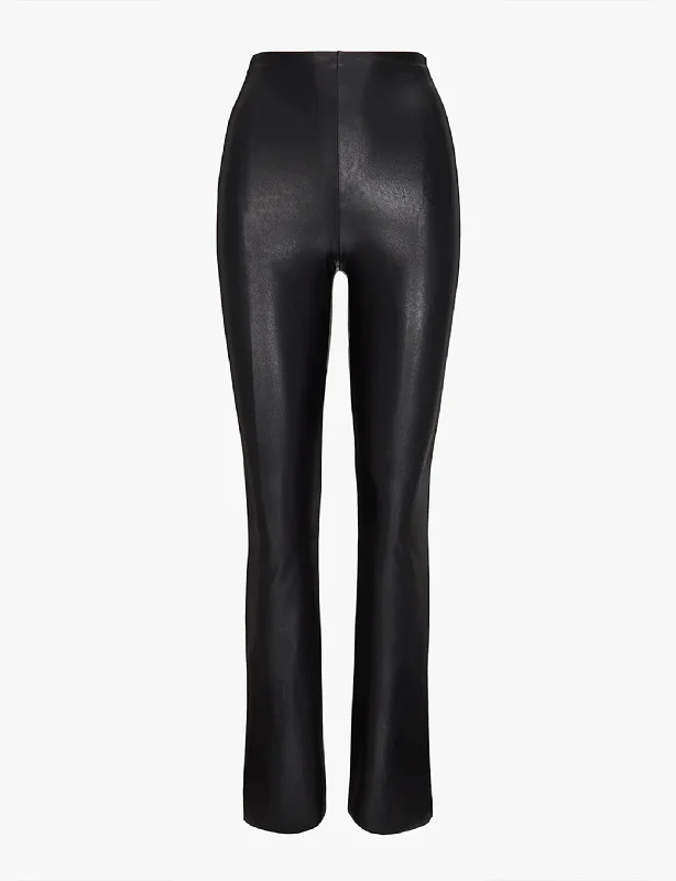 Faux Leather Flared Legging, Black