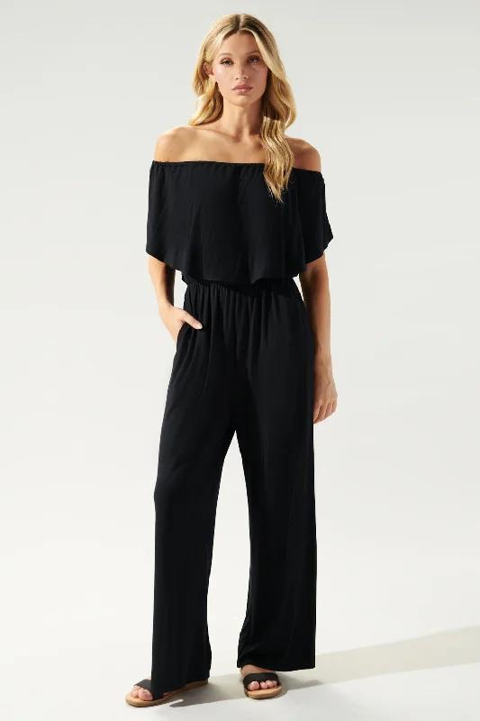 Sharpay Jersey Knit Off the Shoulder Jumpsuit