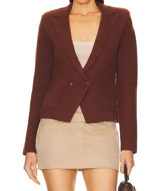 Sofia Knit Blazer In Chocolate Fondant