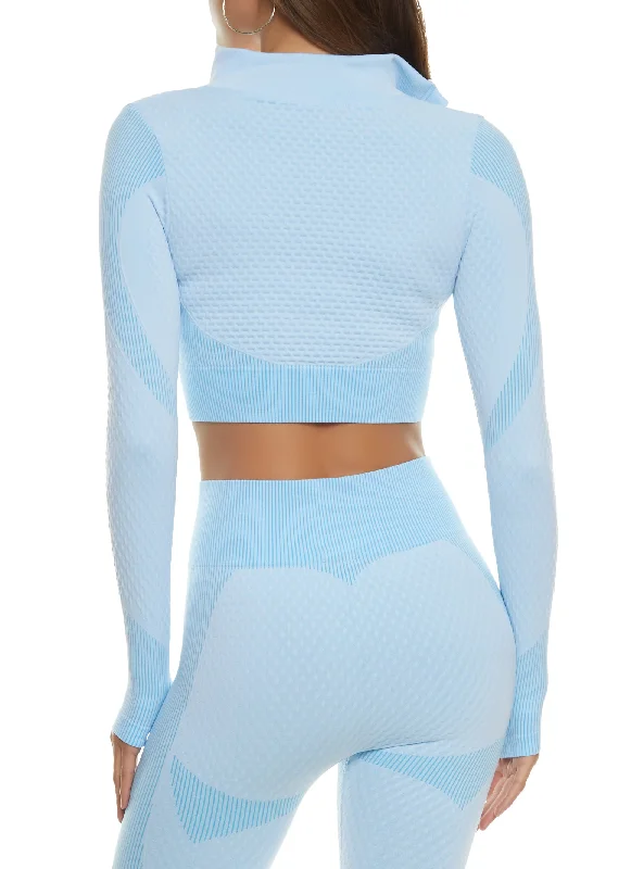 Daisy Seamless Textured Knit Zip Front Track Jacket