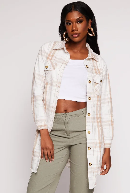 Plaid Flannel Button Front Shacket