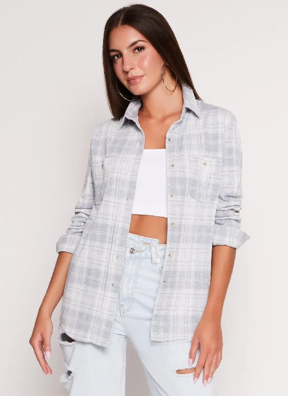 Plaid Button Front Shacket