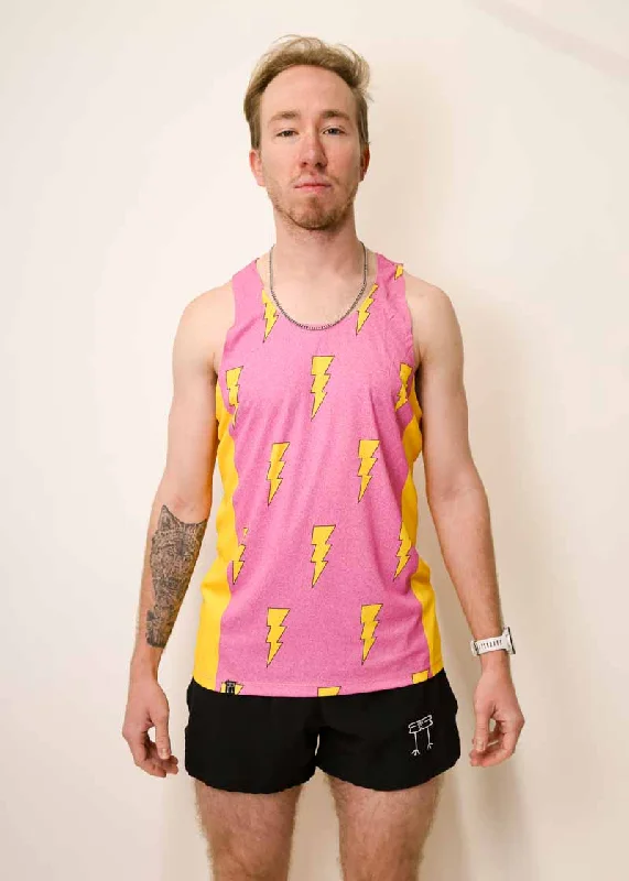 Men's Pink Bolts Performance Singlet