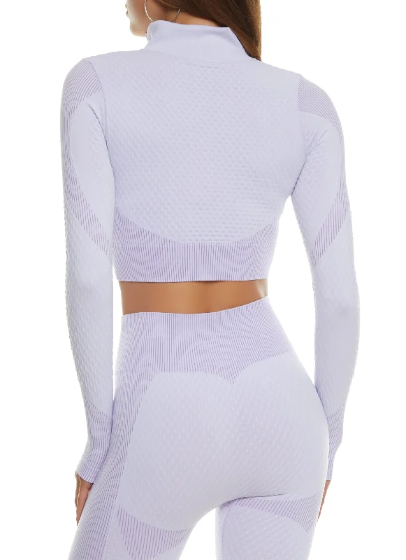 Daisy Seamless Textured Knit Zip Front Track Jacket